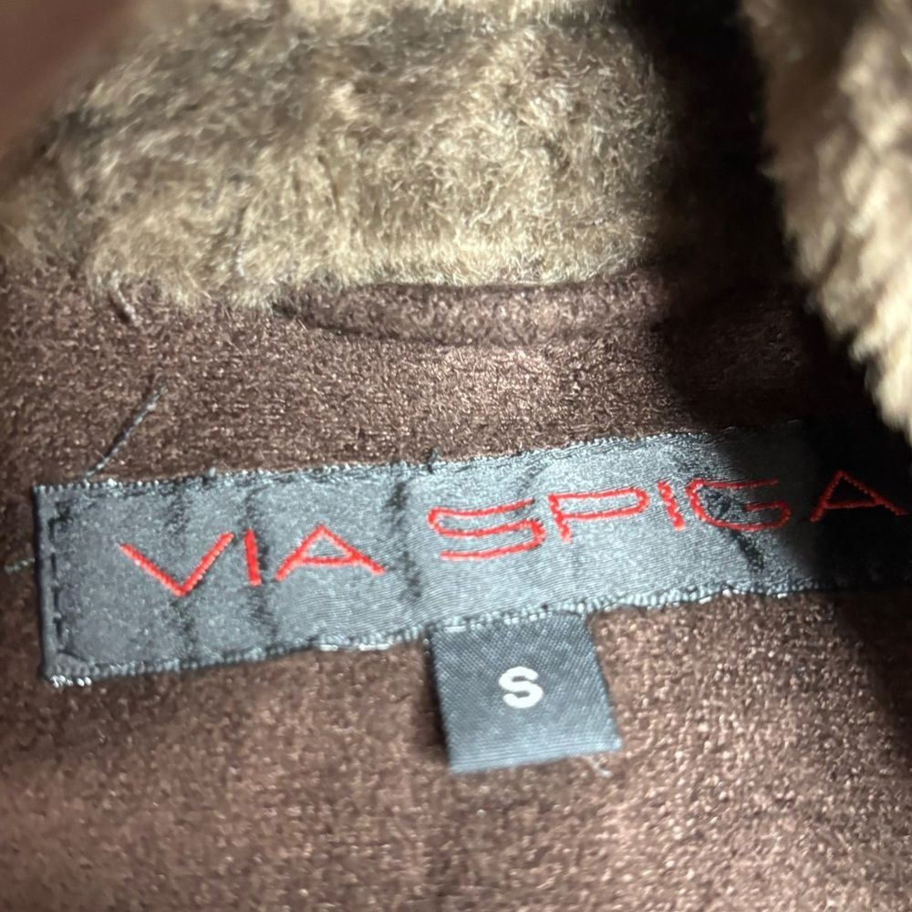Via Spiga Deadstock 90s Y2K vintage brown espresso Long Coat size small NWT new - Picture 8 of 10